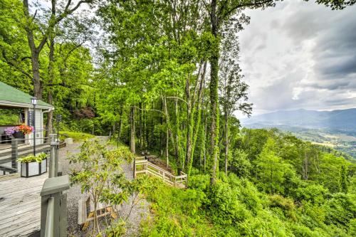 an exterior view of a house with trees at Mtn Treehouse with Fire Pit, Breathtaking Views in Waynesville