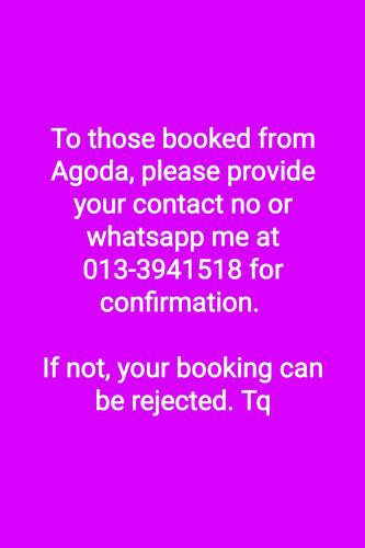 a pink background with a text box with a pink at Evo Bangi Duplex Homestay D' Imahzzz - 3BR or 2BR in Bangi