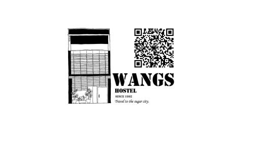a label for a tv channel with the words waves at Wangs Hostel in Tainan
