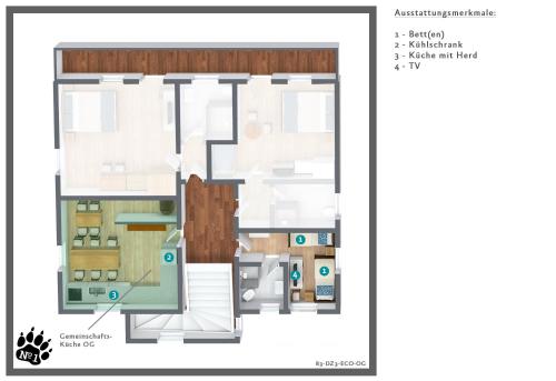 a floor plan of a house at Numero1-Pension und Cafe in Rübeland