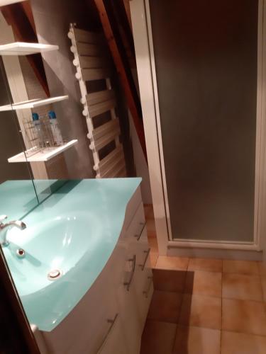 łazienka z umywalką i drabiną w obiekcie petite maison de montagne avec jardin w mieście Cier-de-Luchon
