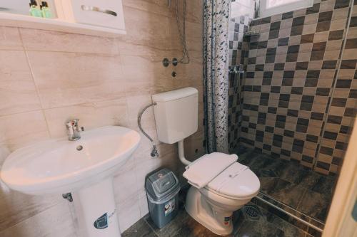 a bathroom with a toilet and a sink at VILLA EKATERINA in Ohrid