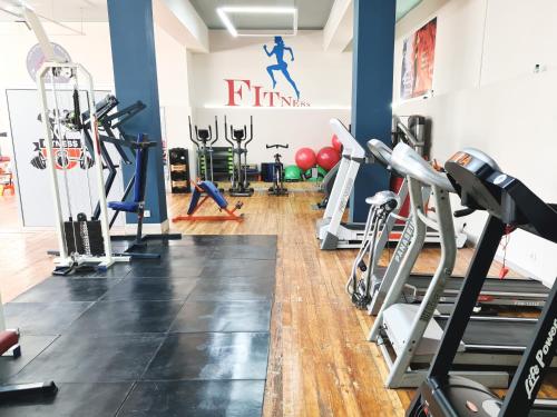 a gym with treadmills and exercise equipment at Апарт-отель Nine Rooms in Yerevan