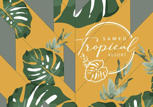 a vector illustration of a tropical background with leaves at Samed Tropical Resort in Ko Samed