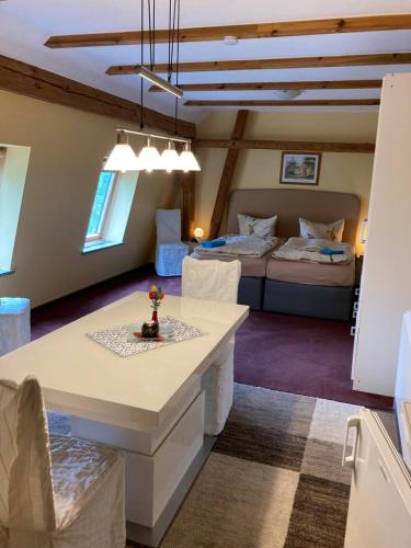 Ένα ή περισσότερα κρεβάτια σε δωμάτιο στο Landhausidyll Apartment 4