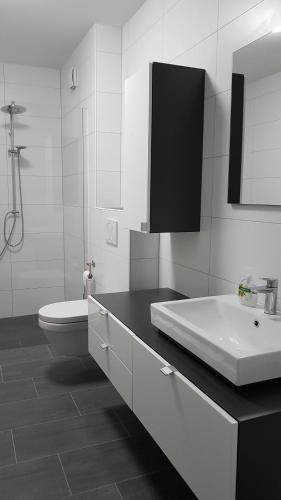 Ένα μπάνιο στο Ferienwohnung Chattengau