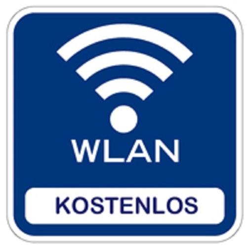 a blue sign with a wifi symbol on it at Appartementhaus Grill in Strobl