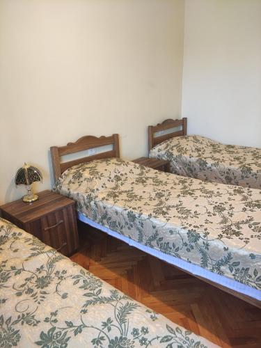 a room with two beds and a night stand at MITANE in Sisian