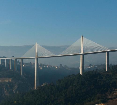a large white bridge on top of a mountain at SOFT ROOMS in Vila Real
