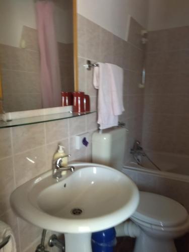 a bathroom with a white sink and a toilet at Apartment Tuja in Jadrtovac