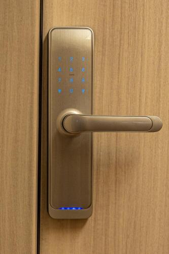a close up of a door with a handle at Ethereal Athεns in Athens