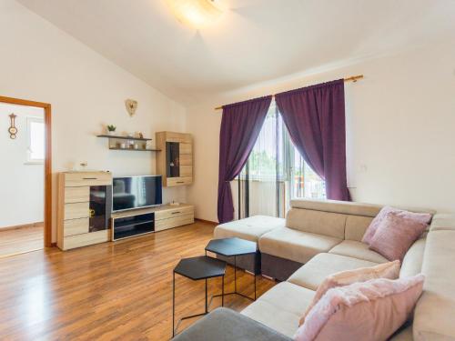 ein Wohnzimmer mit Sofa und Fernseher in der Unterkunft Holiday Home Sandra by Interhome in Rajki