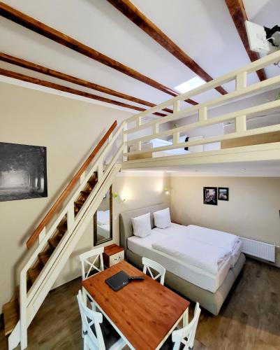 Katil atau katil-katil dalam bilik di Marcel Apartments Leipzig