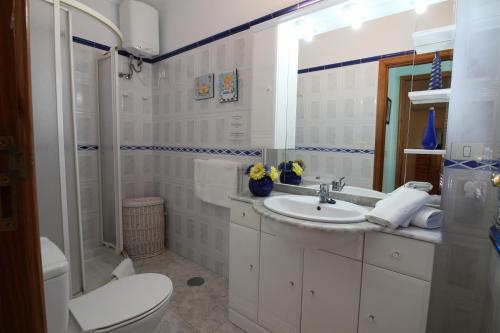 プエルト・デ・ナオスにあるApartamento Oscarの白いバスルーム(トイレ、シンク付)