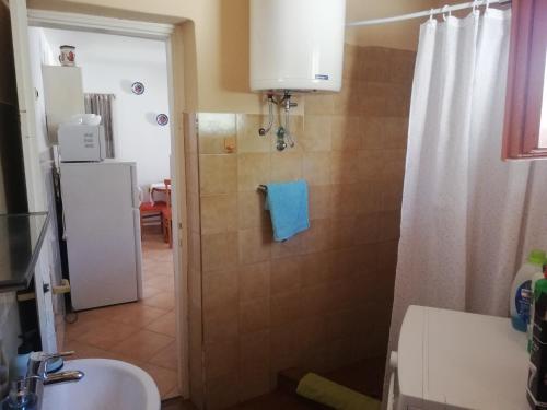 une salle de bain avec une douche, des toilettes et un lavabo dans l'établissement Old istrian house,free parking, à Galižana