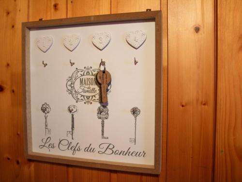 a framed picture of keys on a wall at Chalet Chalet Les Pitchounes by Interhome in Moleson