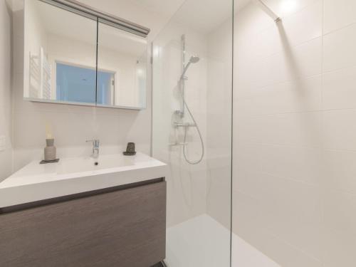 德哈恩的住宿－Apartment Duinenhof by Interhome，白色的浴室设有水槽和淋浴。