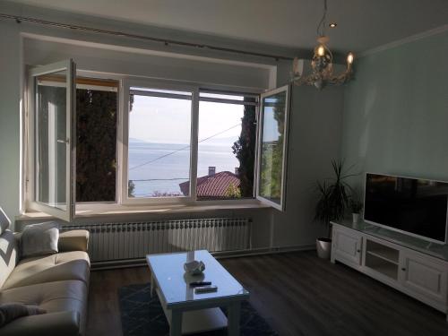 Televízia a/alebo spoločenská miestnosť v ubytovaní Apartment Villa Edmea 2