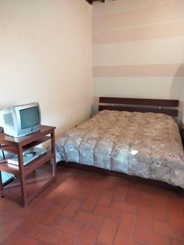 a bedroom with a bed and a tv on a table at vista sulla vallata in Pitigliano