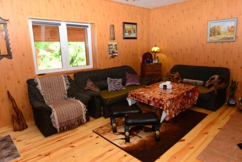 a living room with a couch and a table at Kruszyniany 41 in Kruszyniany