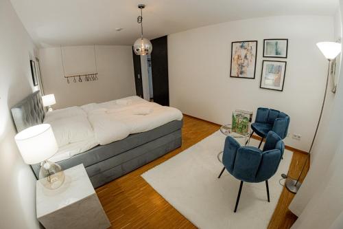 Katil atau katil-katil dalam bilik di Bonnystay Passau River Side 100 qm für 4 Personen