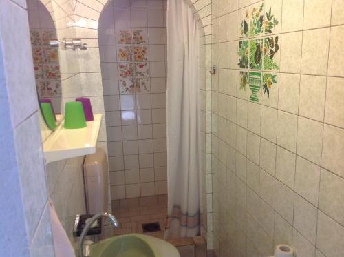 a bathroom with a sink and a toilet and a shower at FH Mecklenburg in Dorf Mecklenburg