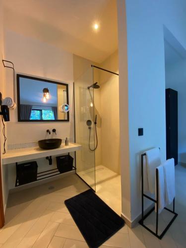 Hotel Château Georgetteにあるテレビまたはエンターテインメントセンター