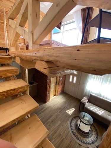 an overhead view of a living room with a loft at Sumska bajka in Žabljak