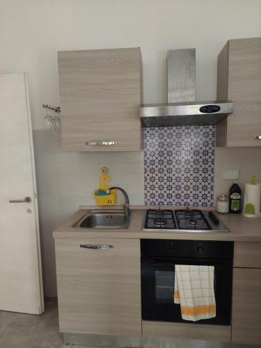 a small kitchen with a stove and a sink at NICOLHOME in Rome
