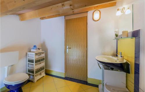 La salle de bains est pourvue de toilettes et d'un lavabo. dans l'établissement 4 Bedroom Beautiful Home In Labin, à Labin
