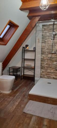 une salle de bain avec douche et baignoire dans l'établissement Villé centre - Gîte Le Villois - Au coeur de l'Alsace, à Villé