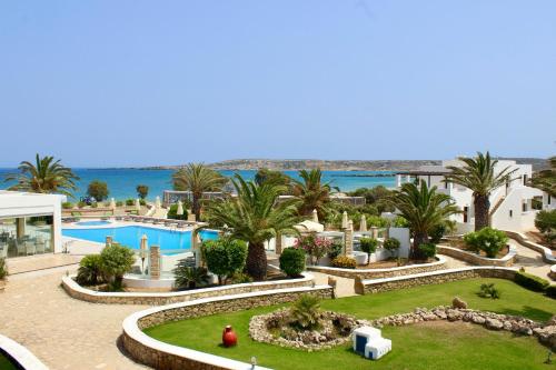 an aerial view of a resort with a swimming pool at Irini Hotel in Afiartis