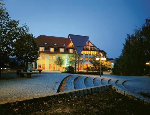 a building with a water hose in front of it at Parkhotel Neustadt in Neustadt in Sachsen