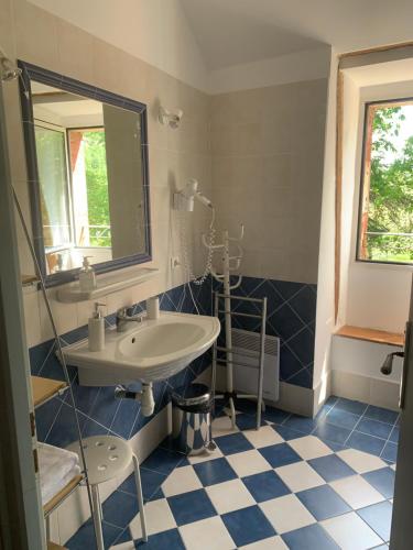 a bathroom with a sink and a mirror at Maison Redon chambres d'hôtes in Tour-de-Faure