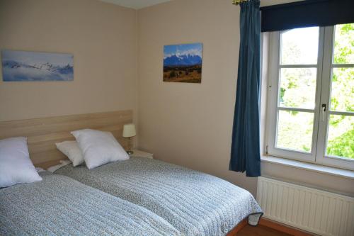 1 dormitorio con cama y ventana en Le Verger du Patagon en Rofessart