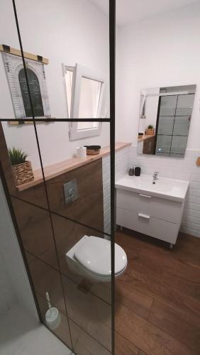 a bathroom with a toilet and a sink at Apartamento Aguilera in Gandía