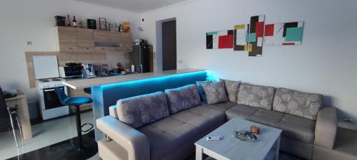 ein Wohnzimmer mit Sofa und Tisch in der Unterkunft Sunrise Djenovici in Ðenovići