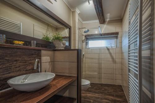 a bathroom with a sink and a toilet at Holiday home Hemmann in Naumburg