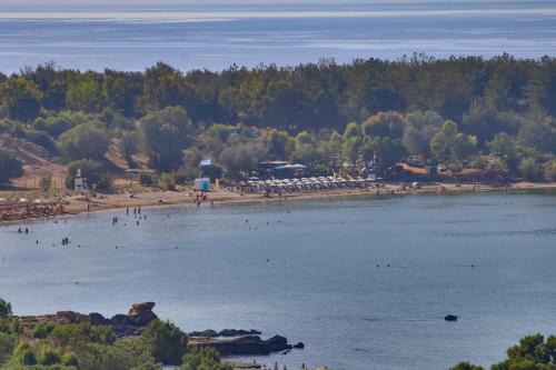a beach with a bunch of people in the water at Alexis Hotel in Chania Town