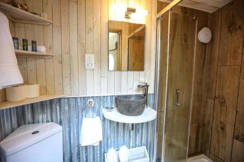 a small bathroom with a sink and a toilet at Finest Retreats - Knole Luxury Dome 