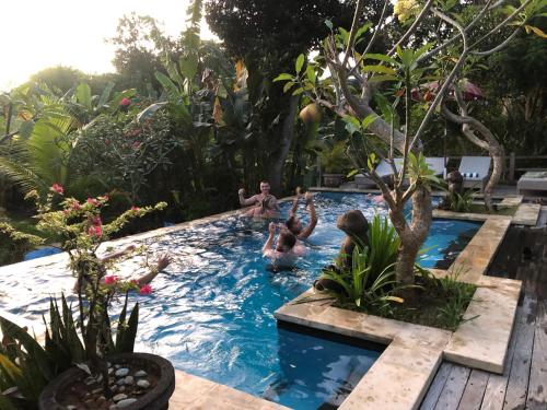 a group of people in a swimming pool at Le Biu garden View in Nusa Lembongan