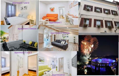 a collage of different pictures of a room at Marija Apartments in Pula