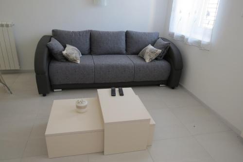 a living room with a couch and a coffee table at Martinka apartments in Jelšane