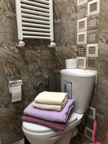 Ванная комната в Edgars apart. Бесплатный трансфер в аэропорт.