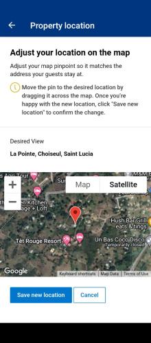 a page of a website with a screenshot of a map at Desired View in Choiseul