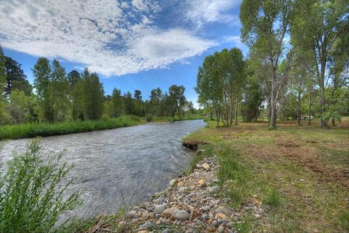 a river with trees on the side of it at Pine River Cabin 2 BR Bayfield in Bayfield