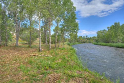 a river with trees on the side of it at Pine River Cabin 2 BR Bayfield in Bayfield