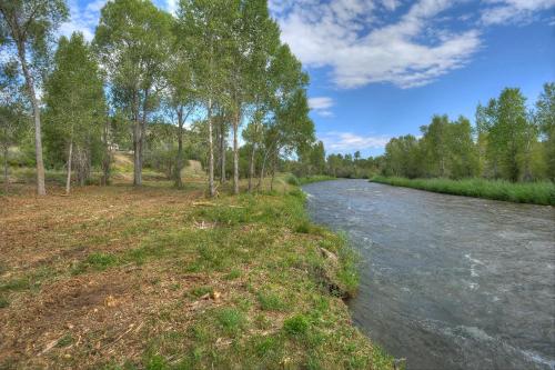 a river with trees on the side of it at Pine River Cabin 2 BR Bayfield in Bayfield