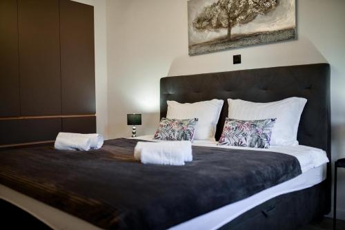 a large bed with two pillows on top of it at Vila Nela in Benkovac