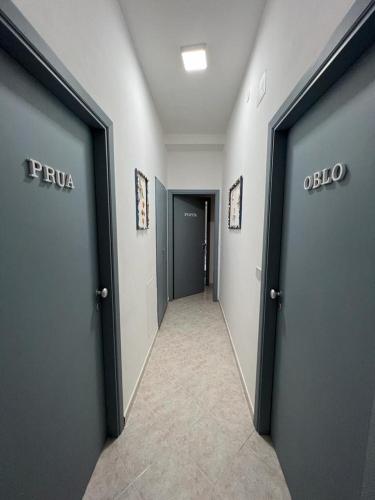 a hallway with two doors in a building at Ely Sea in Belvedere Marittimo